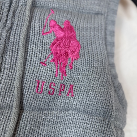 US Polo Assn. Sweater Vest Womens Size Medium Gray Knit Hooded Cowgirl - Picture 3 of 8